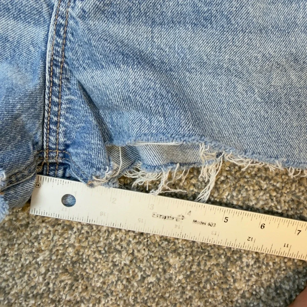American Eagle Highest Rise Baggy Straight Distressed Denim Shorts Light Wash 10